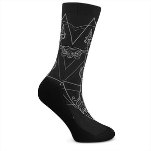 Black And White Sagittarius Sign Print Crew Socks