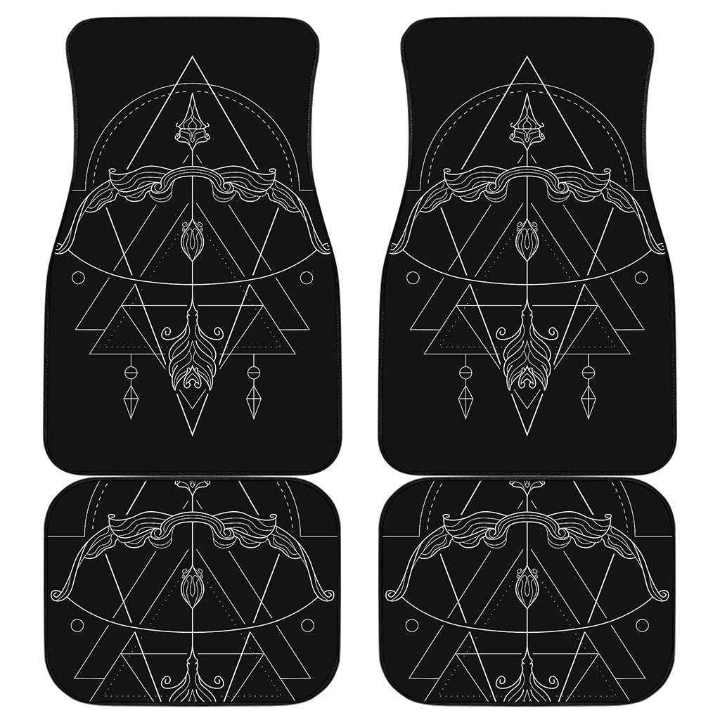 Black And White Sagittarius Sign Print Front and Back Car Floor Mats