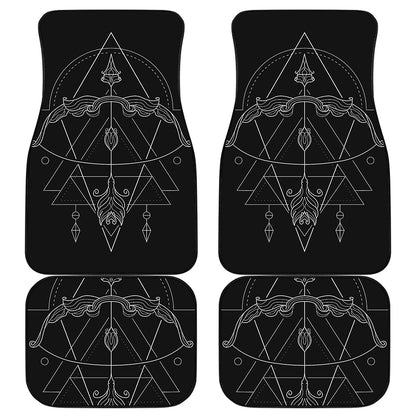 Black And White Sagittarius Sign Print Front and Back Car Floor Mats