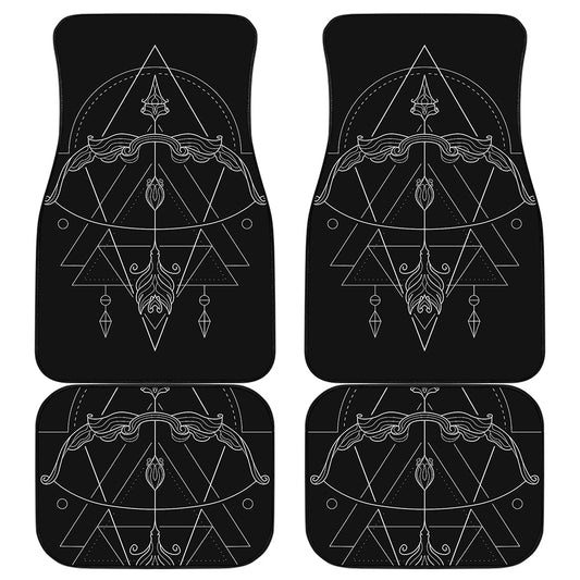 Black And White Sagittarius Sign Print Front and Back Car Floor Mats