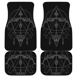 Black And White Sagittarius Sign Print Front and Back Car Floor Mats