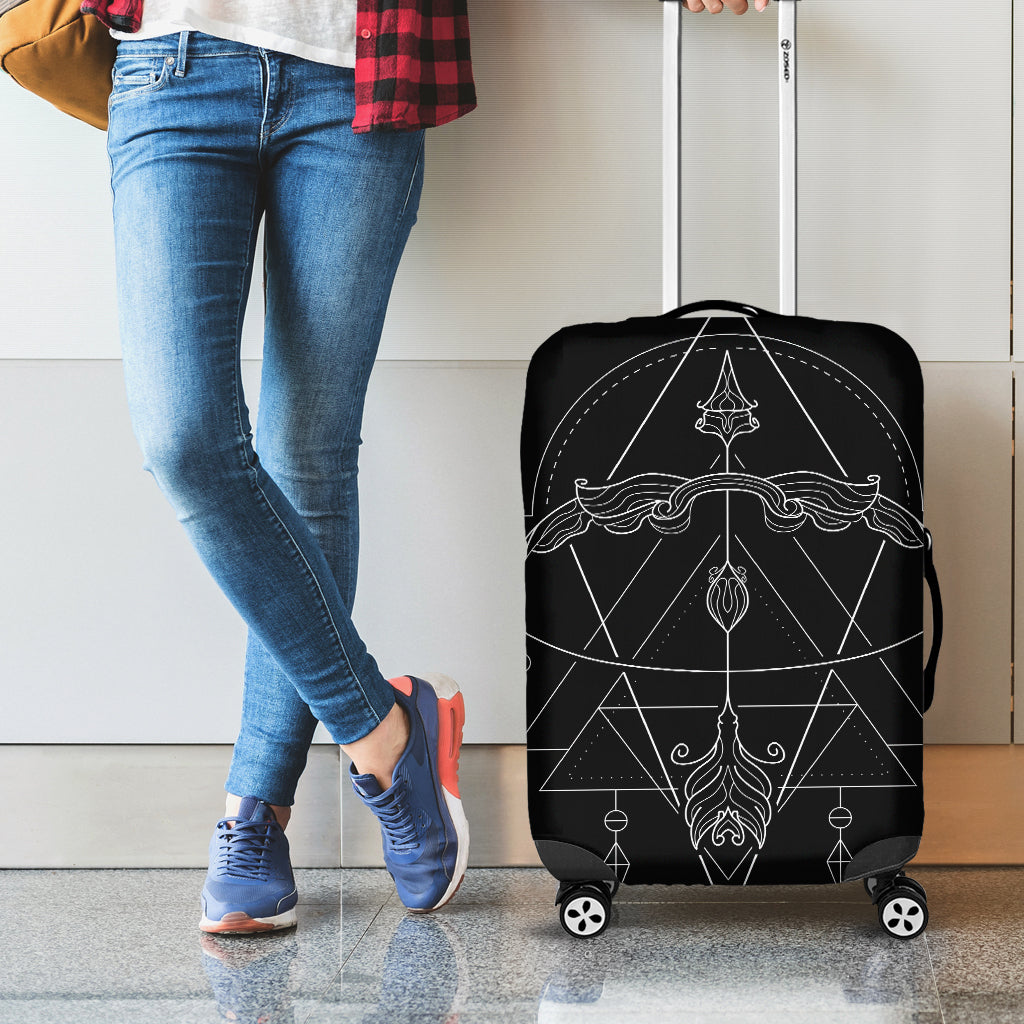 Black And White Sagittarius Sign Print Luggage Cover