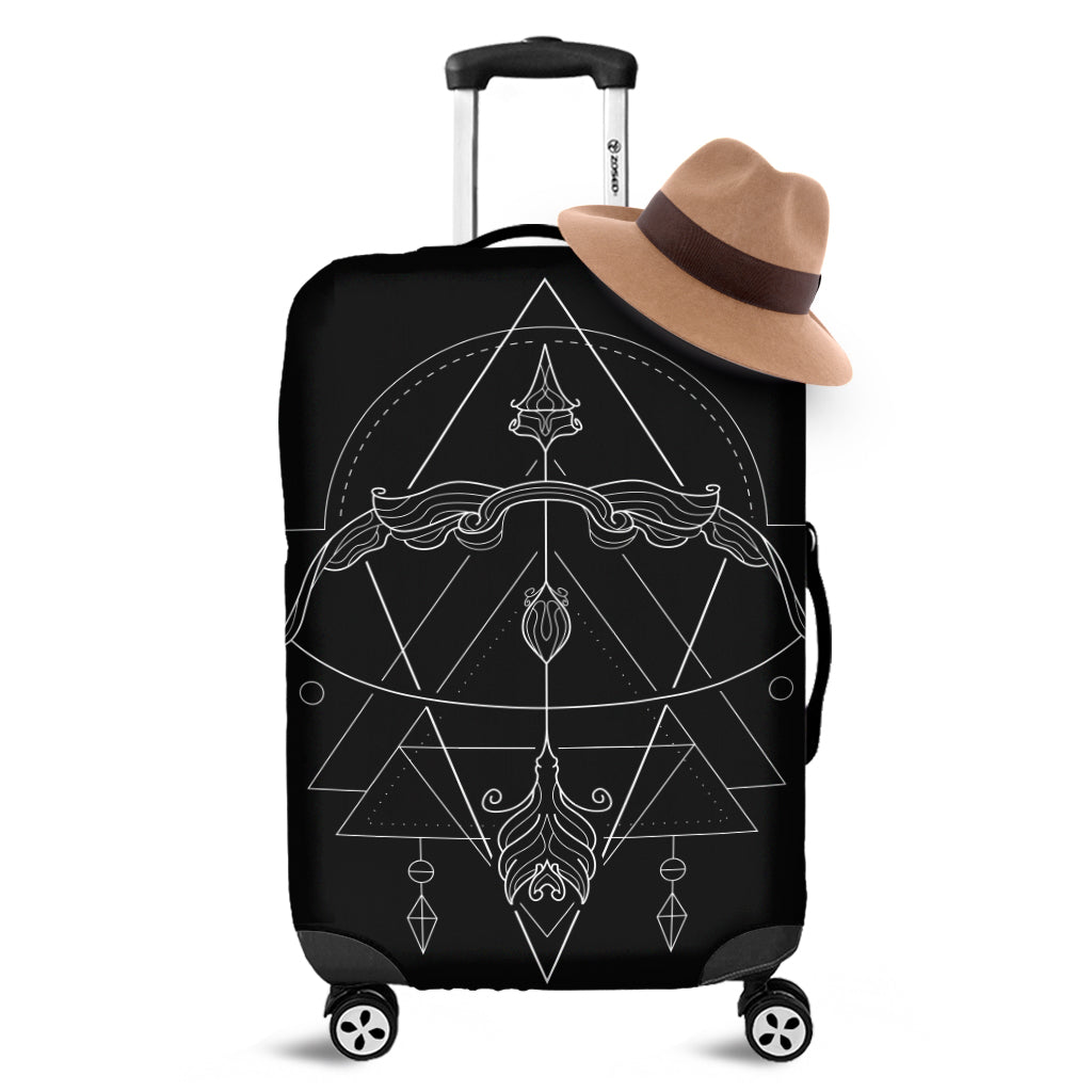 Black And White Sagittarius Sign Print Luggage Cover