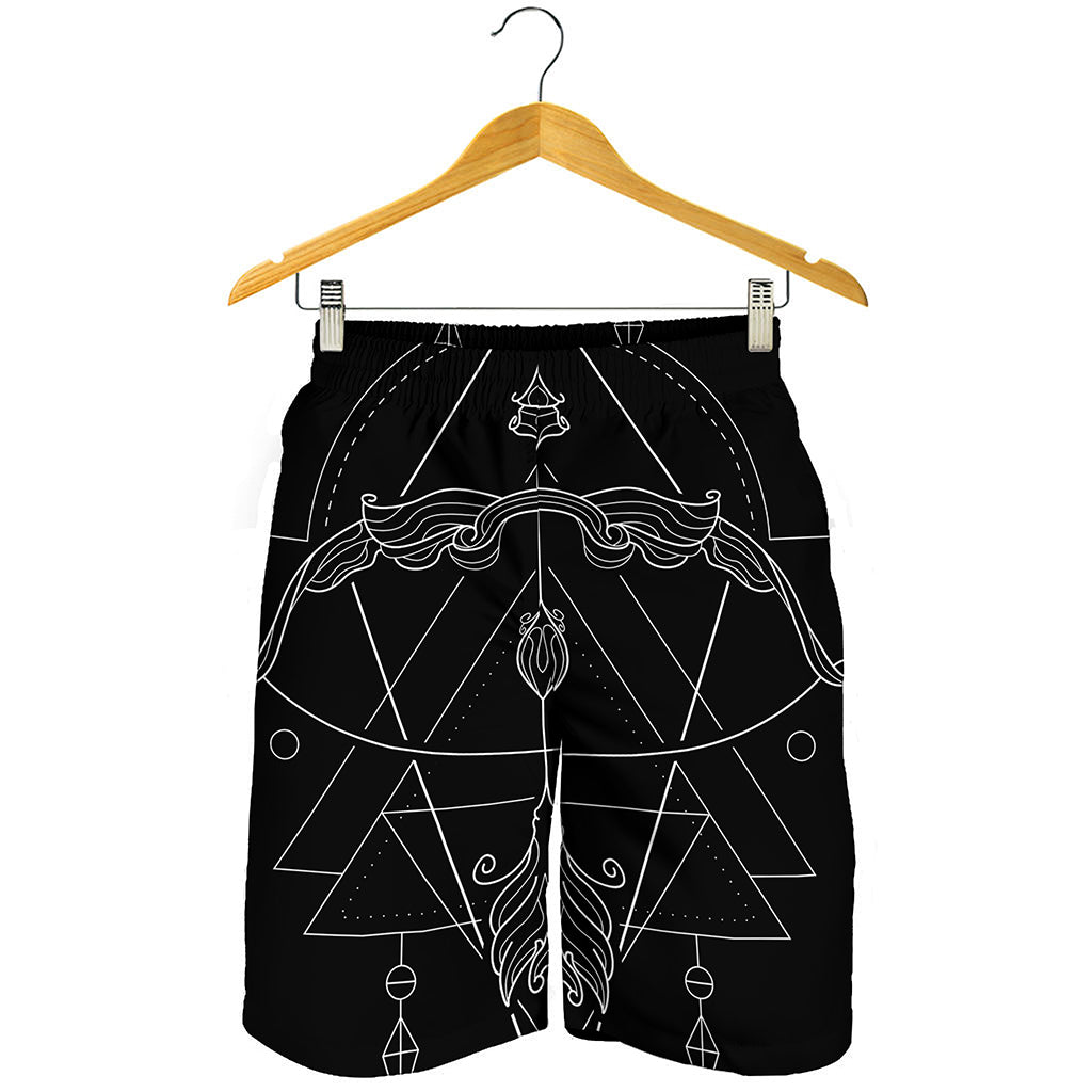Black And White Sagittarius Sign Print Men's Shorts
