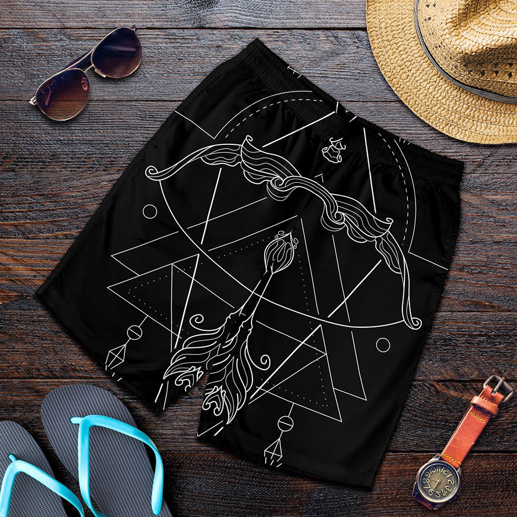 Black And White Sagittarius Sign Print Men's Shorts