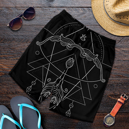 Black And White Sagittarius Sign Print Men's Shorts