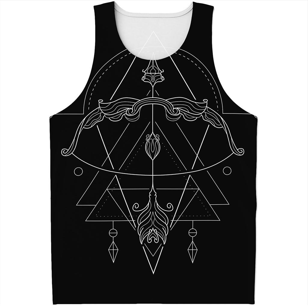 Black And White Sagittarius Sign Print Men's Tank Top