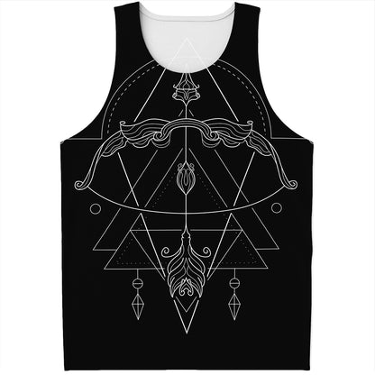 Black And White Sagittarius Sign Print Men's Tank Top