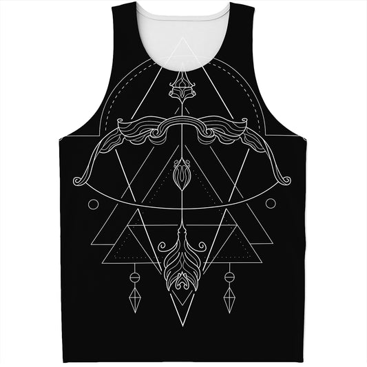 Black And White Sagittarius Sign Print Men's Tank Top