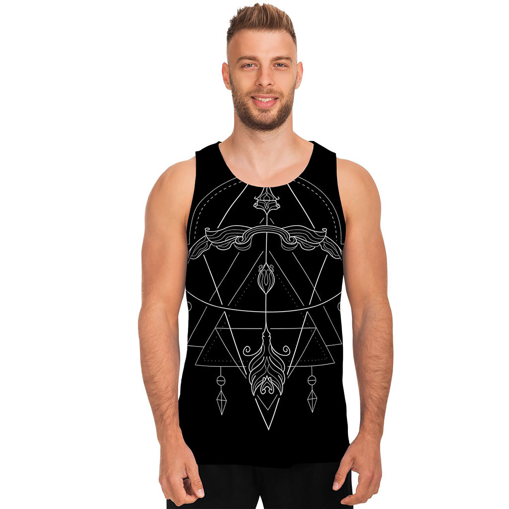 Black And White Sagittarius Sign Print Men's Tank Top