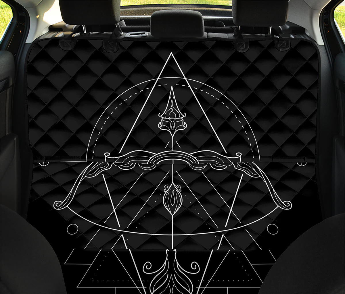 Black And White Sagittarius Sign Print Pet Car Back Seat Cover