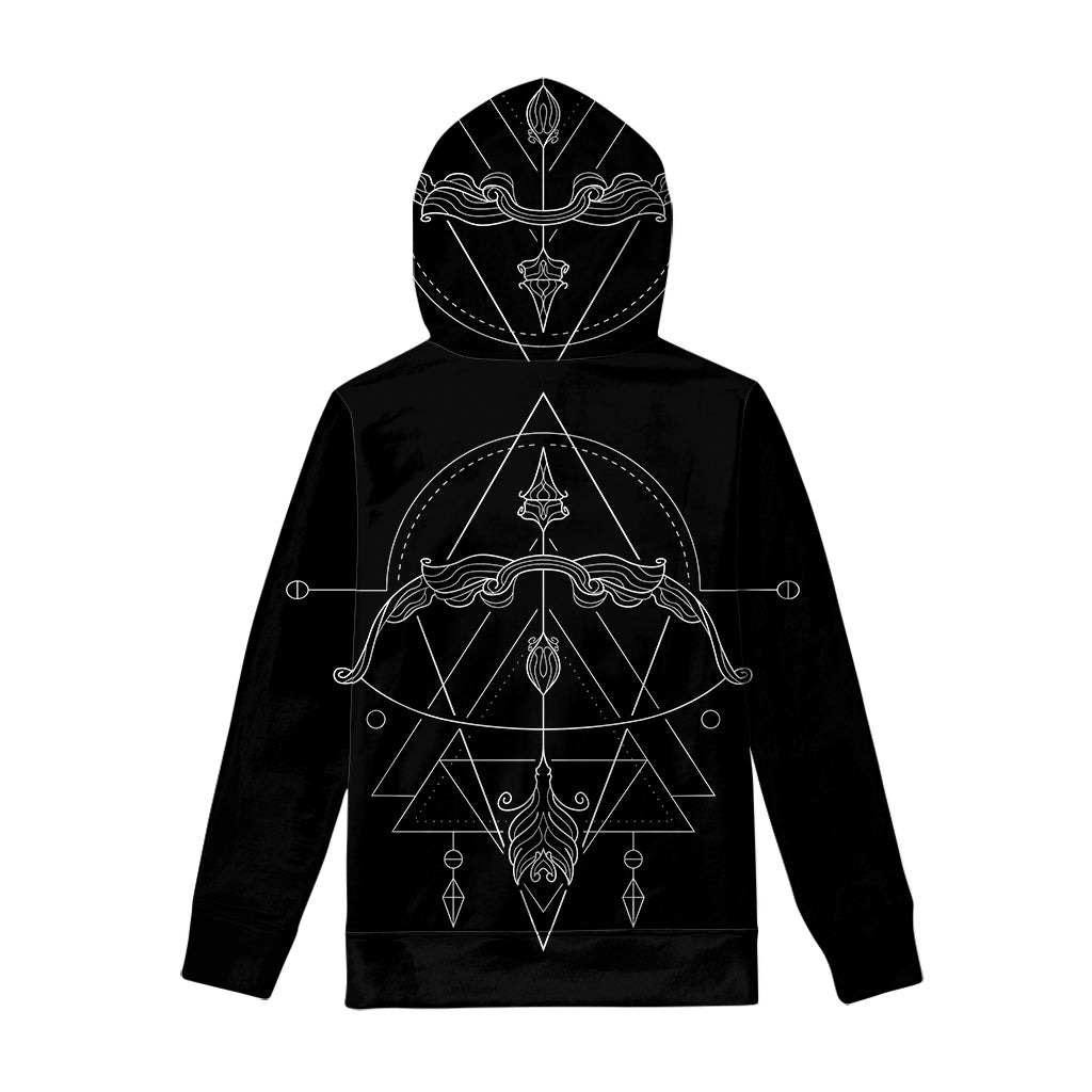 Black And White Sagittarius Sign Print Pullover Hoodie