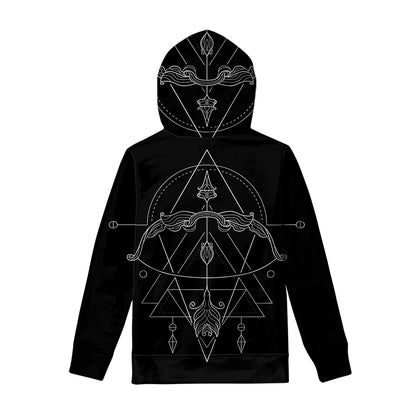 Black And White Sagittarius Sign Print Pullover Hoodie