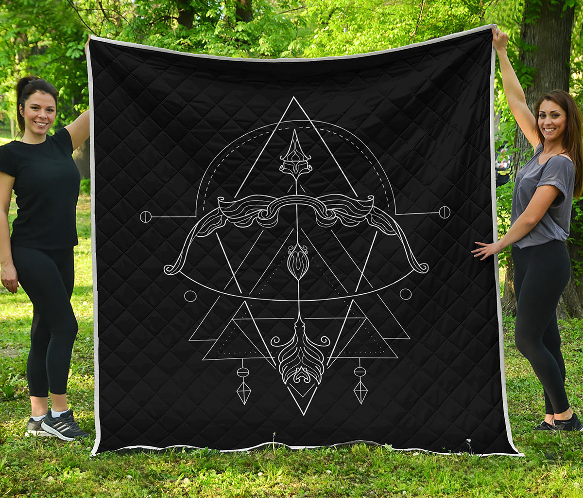 Black And White Sagittarius Sign Print Quilt