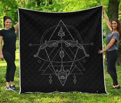 Black And White Sagittarius Sign Print Quilt