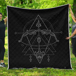 Black And White Sagittarius Sign Print Quilt