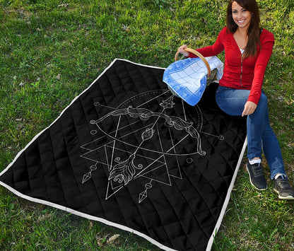 Black And White Sagittarius Sign Print Quilt