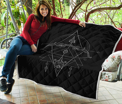 Black And White Sagittarius Sign Print Quilt