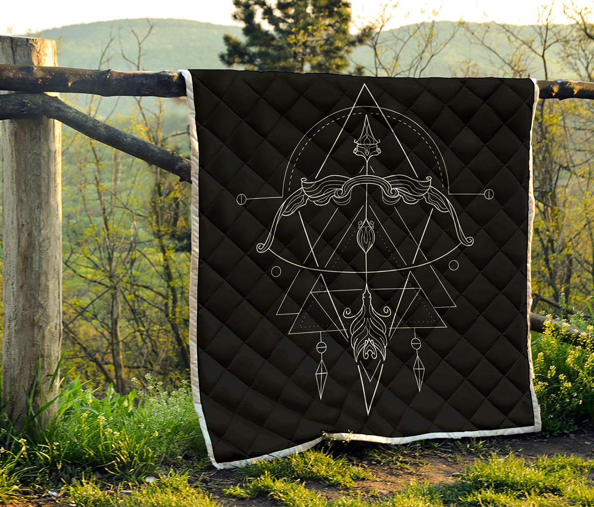 Black And White Sagittarius Sign Print Quilt