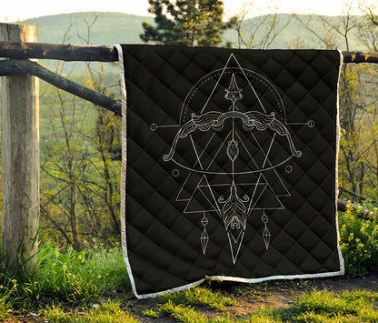 Black And White Sagittarius Sign Print Quilt