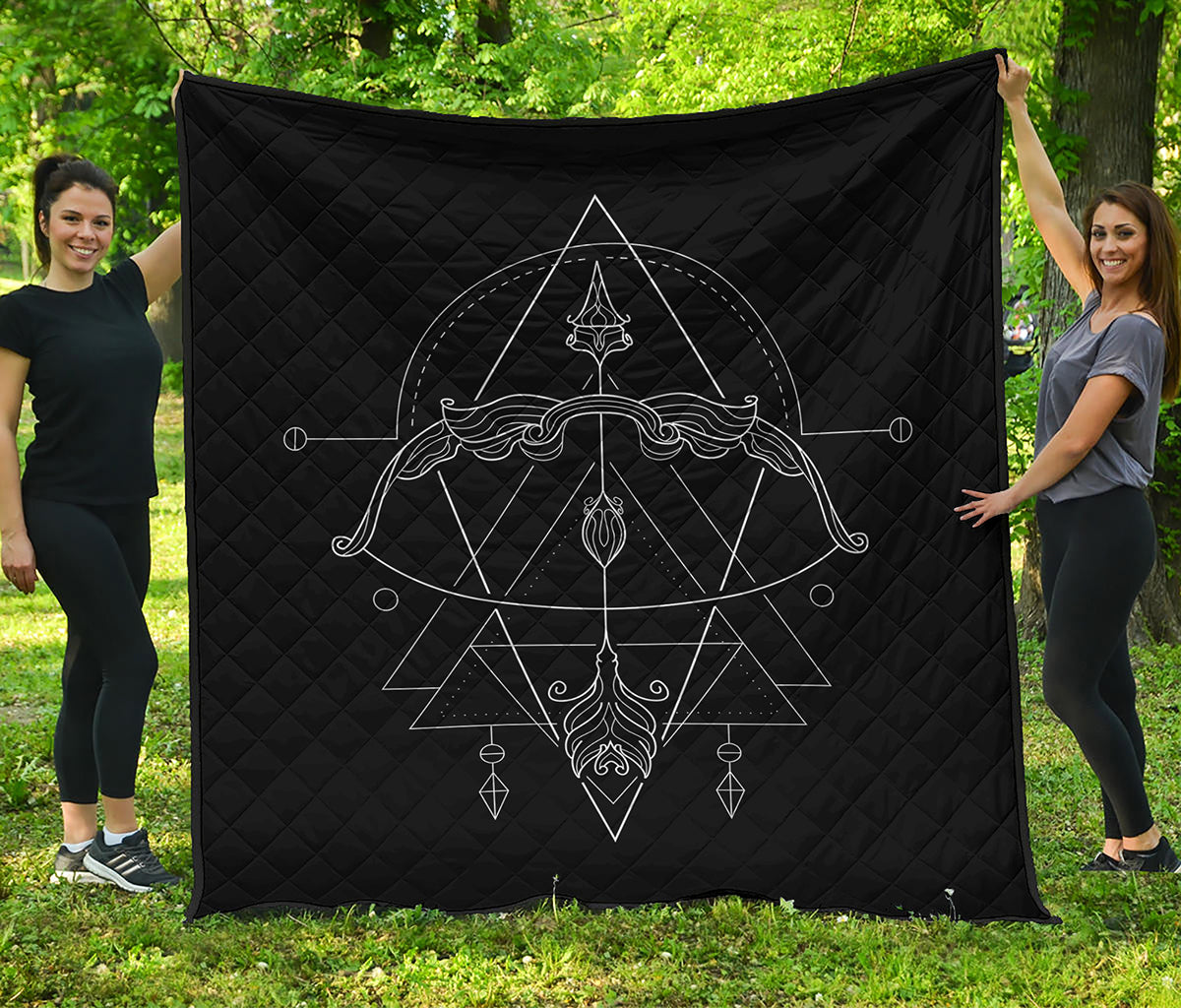 Black And White Sagittarius Sign Print Quilt