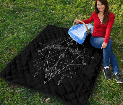 Black And White Sagittarius Sign Print Quilt