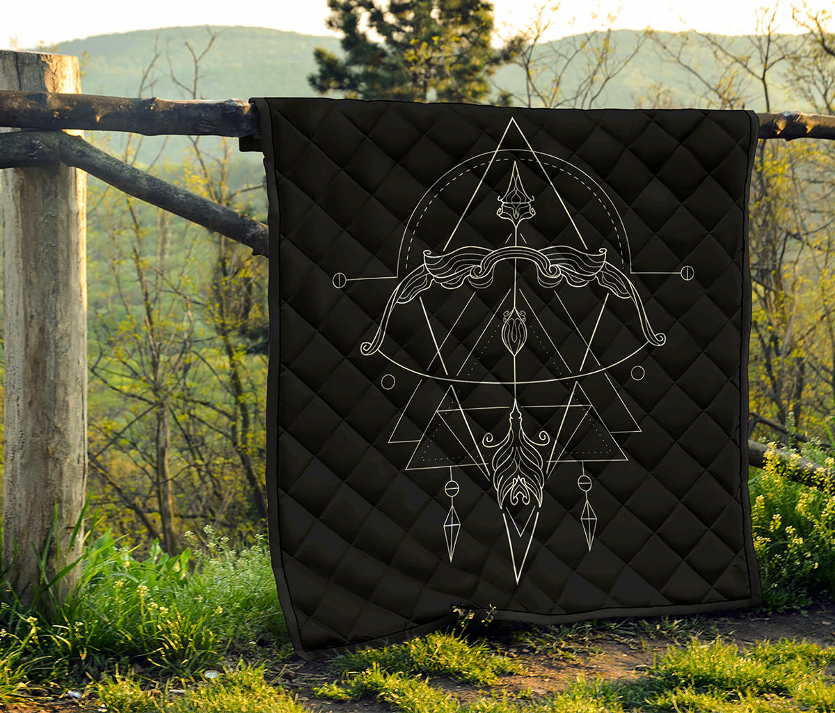Black And White Sagittarius Sign Print Quilt