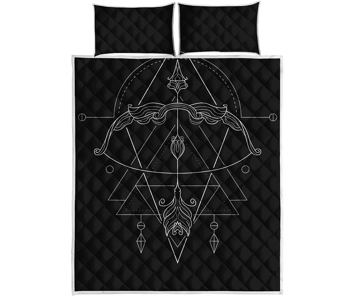 Black And White Sagittarius Sign Print Quilt Bed Set