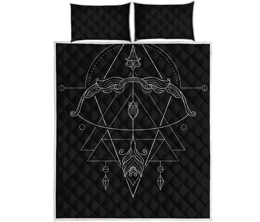 Black And White Sagittarius Sign Print Quilt Bed Set