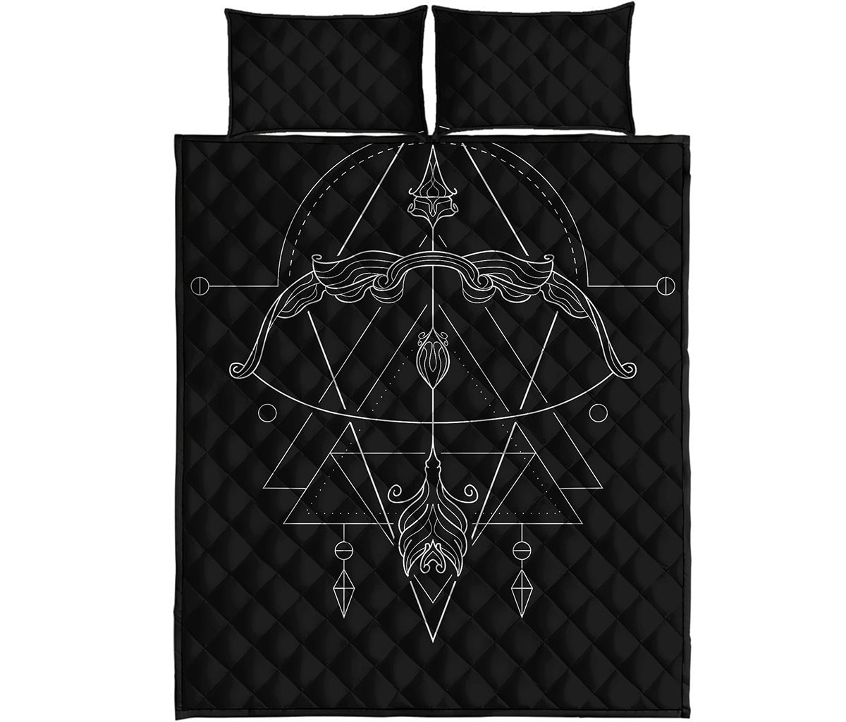 Black And White Sagittarius Sign Print Quilt Bed Set