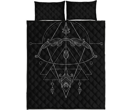 Black And White Sagittarius Sign Print Quilt Bed Set