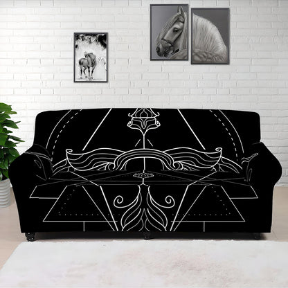 Black And White Sagittarius Sign Print Sofa Cover