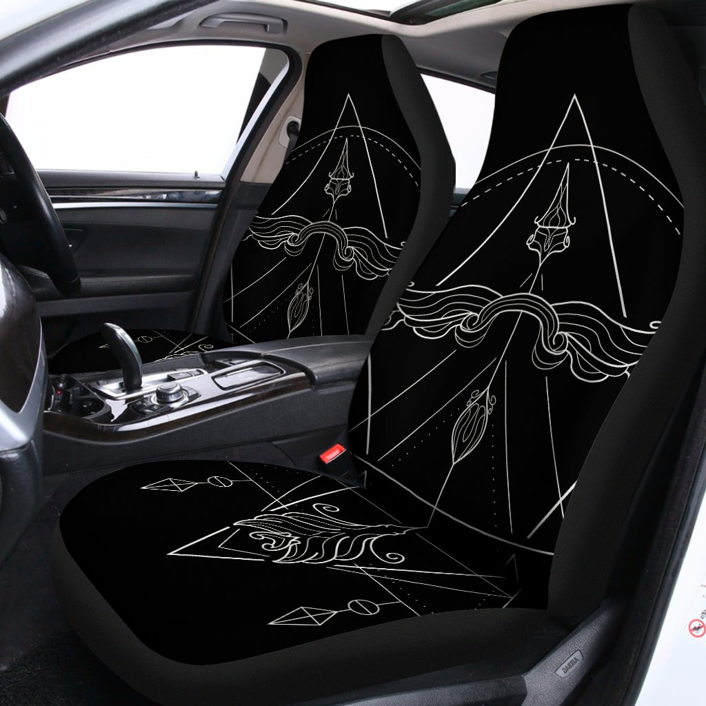 Black And White Sagittarius Sign Print Universal Fit Car Seat Covers