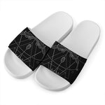 Black And White Sagittarius Sign Print White Slide Sandals