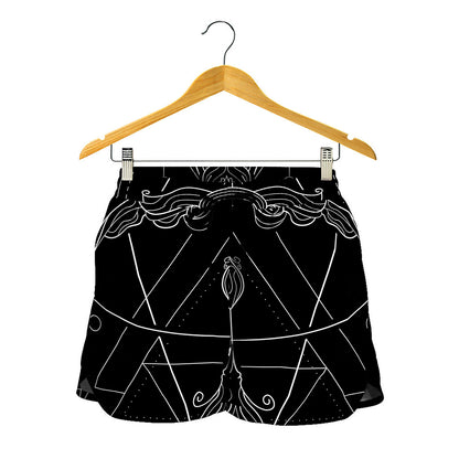 Black And White Sagittarius Sign Print Women's Shorts