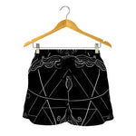 Black And White Sagittarius Sign Print Women's Shorts