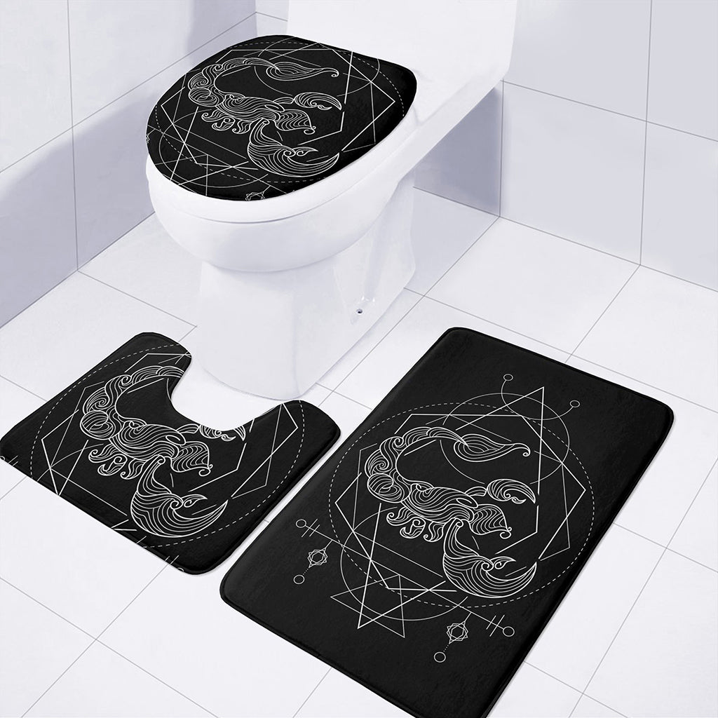 Black And White Scorpio Sign Print 3 Piece Bath Mat Set
