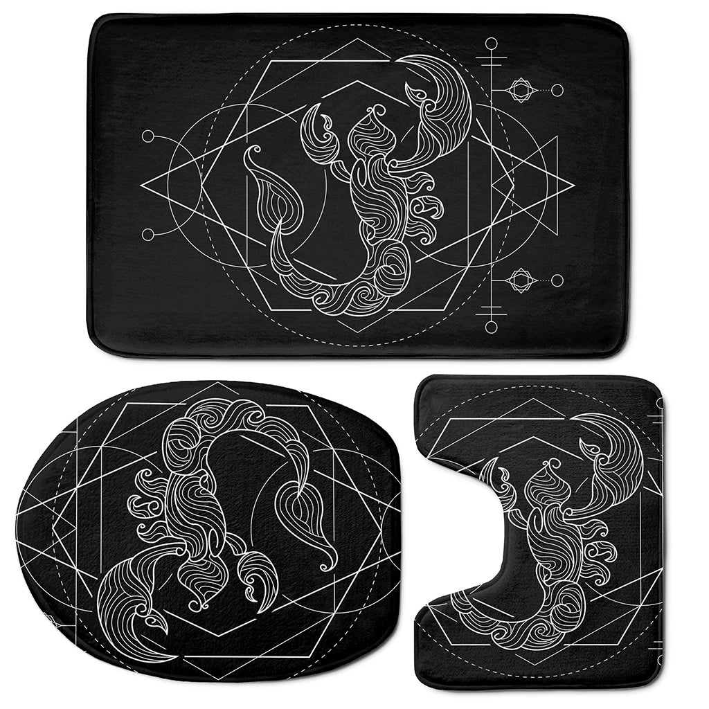 Black And White Scorpio Sign Print 3 Piece Bath Mat Set