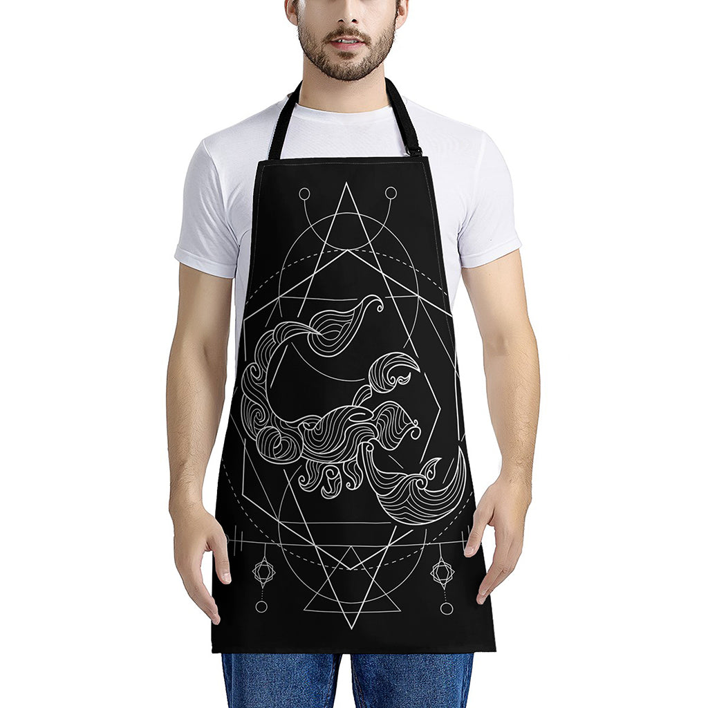 Black And White Scorpio Sign Print Apron