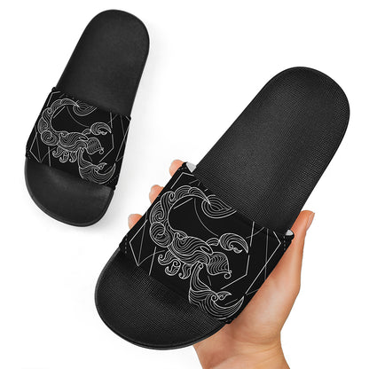 Black And White Scorpio Sign Print Black Slide Sandals