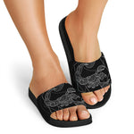 Black And White Scorpio Sign Print Black Slide Sandals