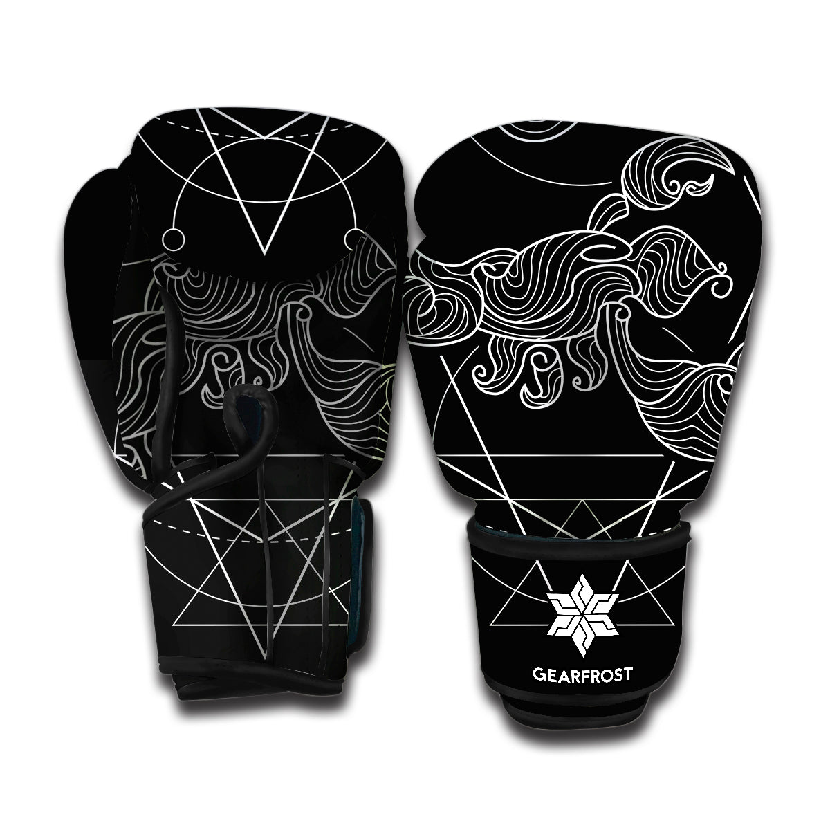 Black And White Scorpio Sign Print Boxing Gloves