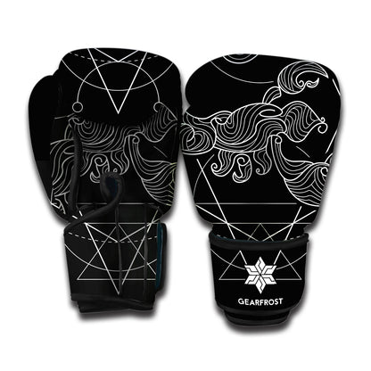 Black And White Scorpio Sign Print Boxing Gloves
