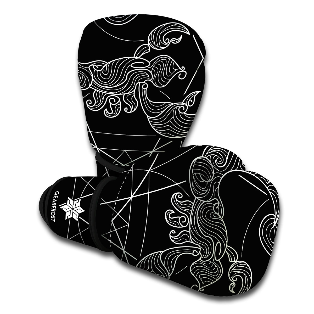 Black And White Scorpio Sign Print Boxing Gloves