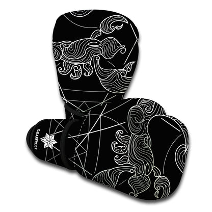 Black And White Scorpio Sign Print Boxing Gloves