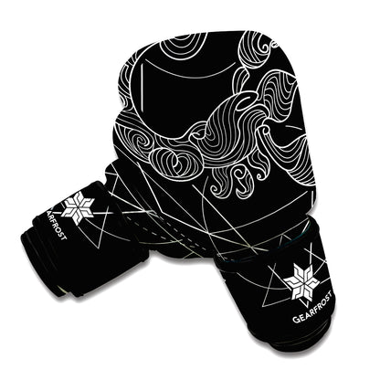 Black And White Scorpio Sign Print Boxing Gloves