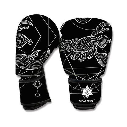 Black And White Scorpio Sign Print Boxing Gloves