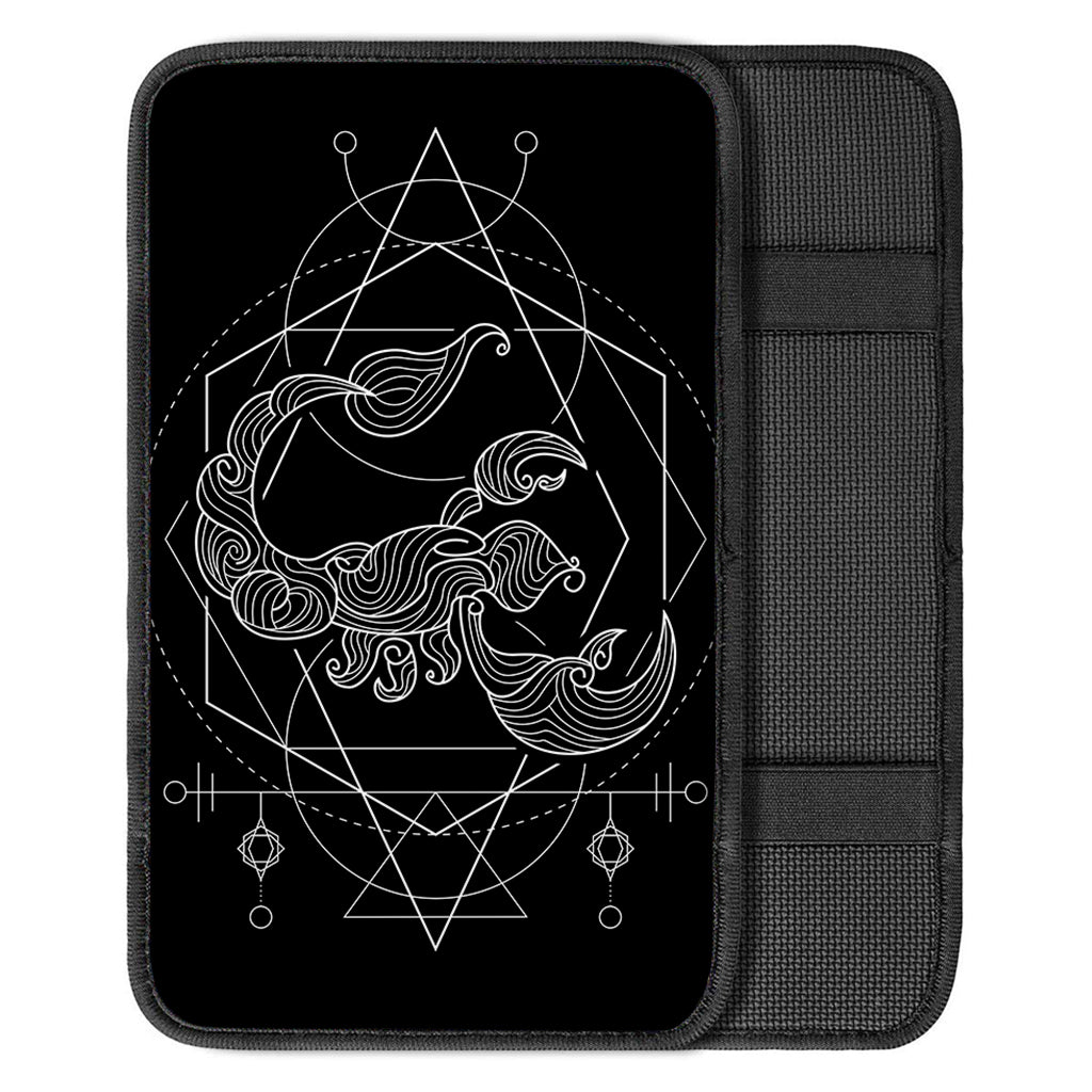 Black And White Scorpio Sign Print Car Center Console Cover