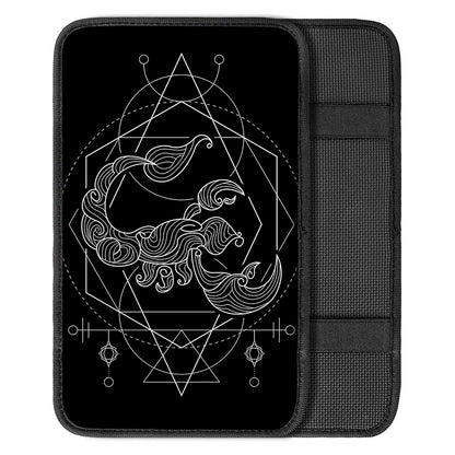 Black And White Scorpio Sign Print Car Center Console Cover