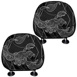 Black And White Scorpio Sign Print Car Headrest Covers